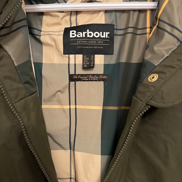 Barbour long olive green jacket NWOT - Picture 6 of 7